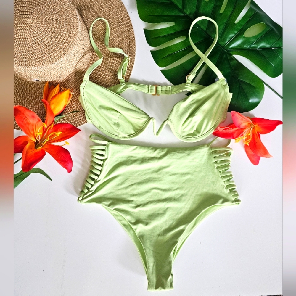 L*SPACE green bikini Top Only